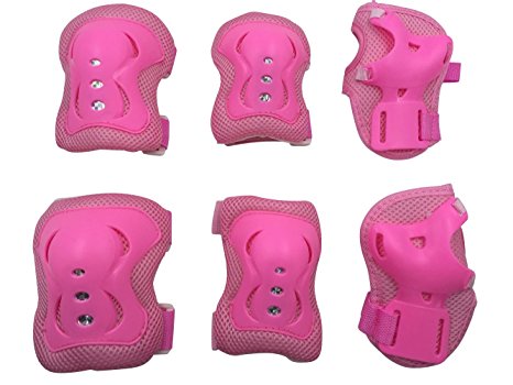 eNilecor Kid's Knee Pads Wrist Roller Elbow Blading Blades Pad Guards for Skating as Girls Birthday, Christmas Gift Pack of 6