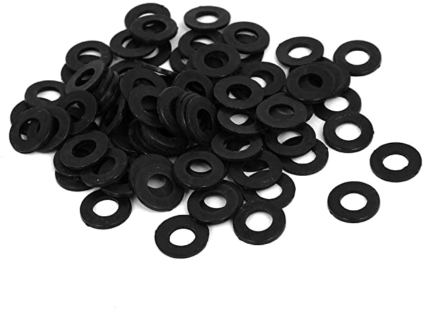 uxcell M5 x 10mm x 1mm Nylon Flat Insulating Washers Gaskets Spacers Black 100PCS