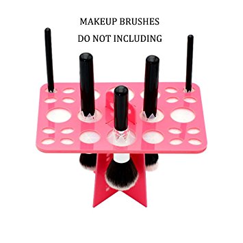 FEIYAN Drying Rack for Makeup Brushes,Dry Brush Hold Brushes Organizer Folding Collapsible Air Drying Tower With Yellow Protection Cover (Pink)