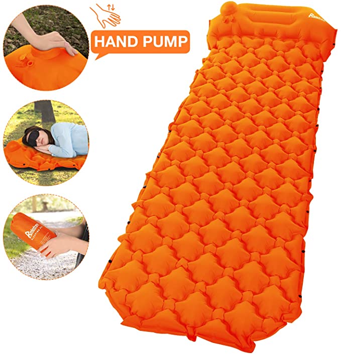 Relefree Camping Mat, Inflatable Sleeping Mat With an Air Pump Very Convenient to Inflate, Ultralight Camping Mattress 192*60*6CM with a Pillow Very Suitable Camping, Hiking, Backpacking （5 Colors ）