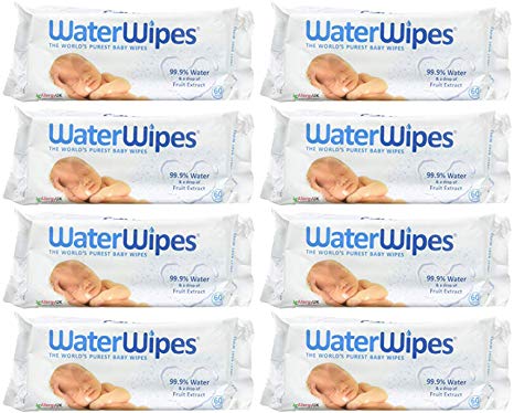 WaterWipes Sensitive Baby Wipes, Unscented, 480 Count (8 Packs of 60 Count)