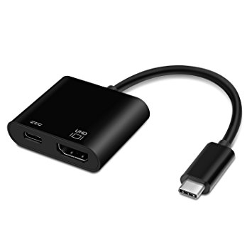 TNP USB Type C Adapter - USB 3.1 Type C Reversible (USB-C) Male Connector Female Adapter Converter Cable for Apple New MacBook 12" Laptop (USB-C to USB-C   HDMI 4K, Black)