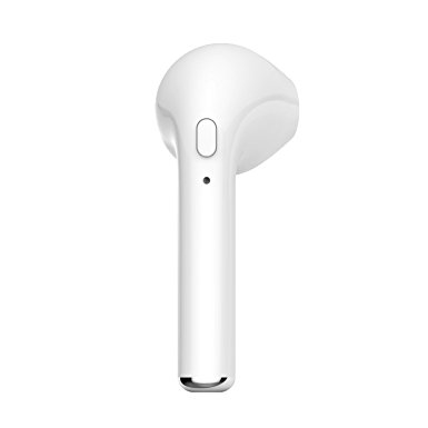 Bluetooth Earbud by Fidget Things: White Wireless Headset Earphone Earpiece for iPhone 6 / 6s / 6s Plus / 7 / 7 Plus, Android, Samsung, Galaxy (White, Single, Right Ear)