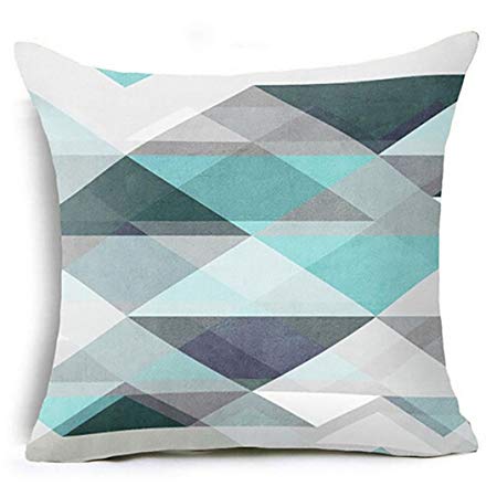 Bokeley Pillow Case, Cotton Linen Square Geometric Pattern Decorative Throw Pillow Case Bed Home Decor Cushion Cover (D)