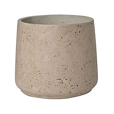 Grey Washed Planter Fiberstone indoor and outdoor Flower Pot 8"H x 9"W - by Pottery Pots
