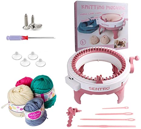 Umootek Knitting Machine, 48 Needles Smart Weaving Loom Round Knitting Machines with Row Counter, Knitting Board Rotating Double Loom, Weaving Loom Machine Kit for Adults Kids OrAdults