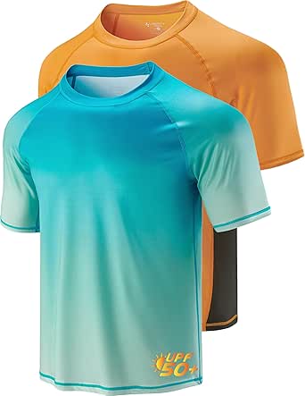 Liberty Imports 2-Pack Men's UV Short Sleeve Swim Shirts Loose Fit Rash Guards