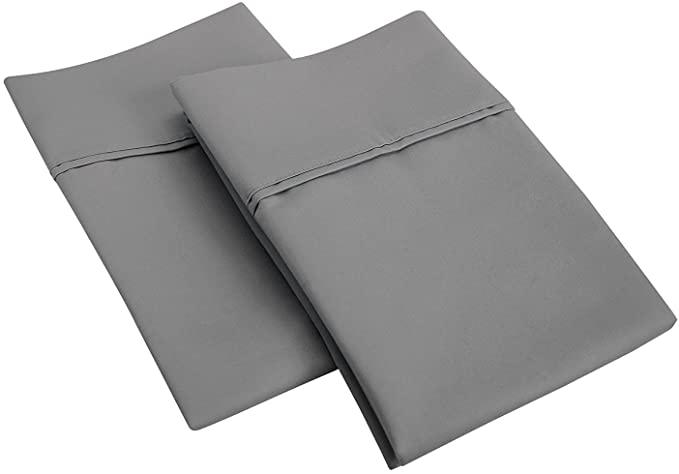 600 Thread Count 100% Egyptian Cotton King Size Pillowcase 20X40 Dark Grey Solid # Exotic Bedding Collection (Pack of 2)