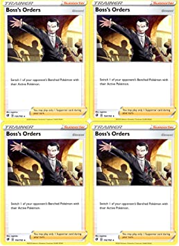 Pokemon Trainer Card Set - Boss's Orders 154/192 - Rebel Clash - Non Holo Card Lot x4