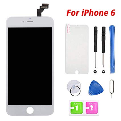 Repair-Screen Screen Replacement for iPhone 6 LCD Display & Touch Screen Digitizer Frame Assembly Set with Free Repair Tool and Screen Protector(4.7 inch White)