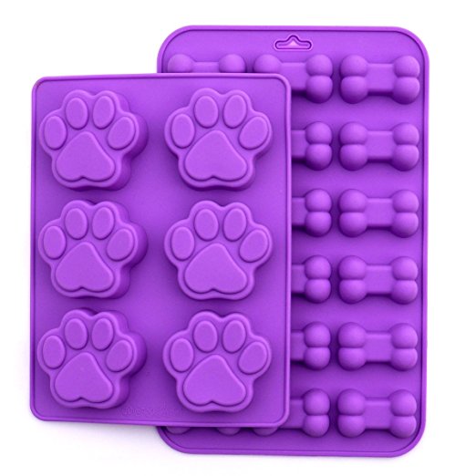 Puppy Dog Paw and Bone Silicone Mold, 2 Pack Set