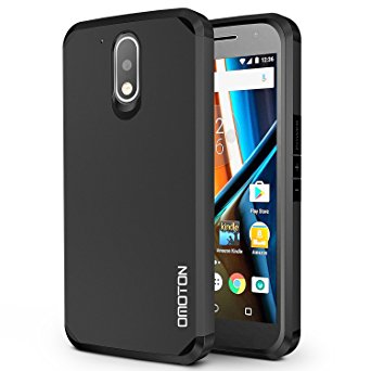 OMOTON Motorola Moto G4 / G4 Plus Case - Dual-Layer [Soft TPU Interior] [Durable PC Exterior] Tough Armor Case For Moto G4 / G4 Plus, Black/Black