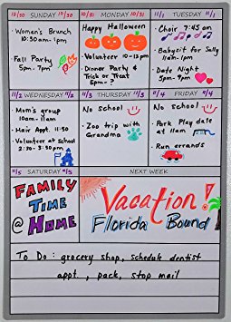 Extra Large Weekly Gray Magnetic Dry Erase Calendar 12" X 17" - Full Magnetic Backing (12" x 17" Gray Weekly Magnetic Calendar)