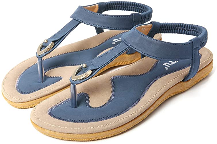 gracosy Flat Sandals for Women, Summer Sandal Clip Toe Beach Flip-Flop Shoes T Strap Thong Slipper Platform Sandals