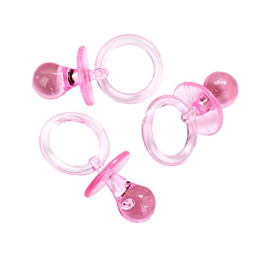 2-1/2" Clear Pink Acrylic Baby Pacifier Shower Favor 36-pcs.
