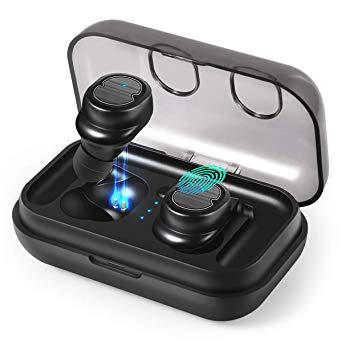 Wireless Earbuds, Latest Bluetooth 5.0 True Wireless Bluetooth Headphones 3D Stereo Sound Mini Bluetooth Earbuds with Built-in Mic and Charging Case