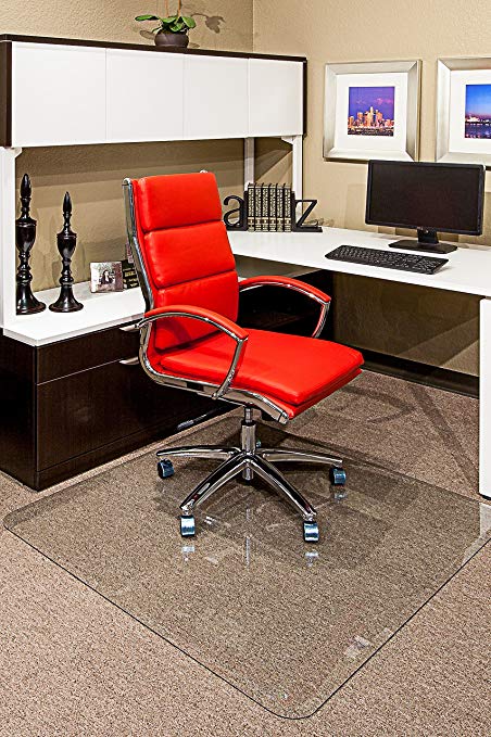 36" x 46" Clearly Innovative Lifetime Glass Chairmat with Patented Beveled Edges