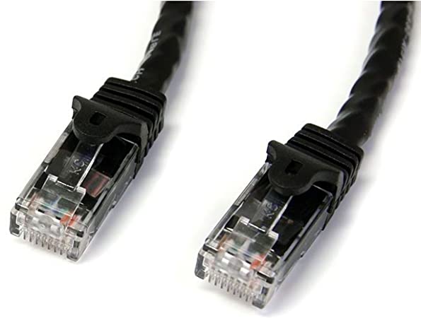 StarTech.com 50ft CAT6 Ethernet Cable - Black CAT 6 Gigabit Ethernet Wire -650MHz 100W PoE   RJ45 UTP Category 6 Network/Patch Cord Snagless w/Strain Relief Fluke Tested UL/TIA Certified (N6PATCH50BK)