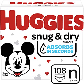 Huggies Snug & Dry Baby Diapers, Size Newborn, 108 Ct