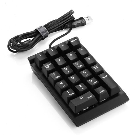 Mechanical Numeric Keypad,Jelly Comb USB Braid Cable Numpad 22-key Number Pad - Black