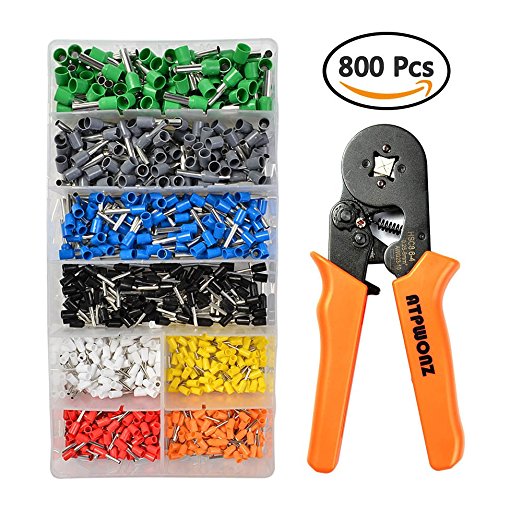 ATPWONZ Crimper Plier Set 0.25-6.0mm² Self-adjustable Ratchet Wire Crimping Tools Ferrule Insulated Crimper with 800 AWG 23-10 Wire Terminal Crimp Connector Ferrule Cord Pin End Kit