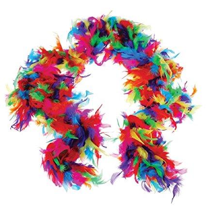 US Toy One Rainbow Feather Boa Costume, 6' x 60gm, Multicolor