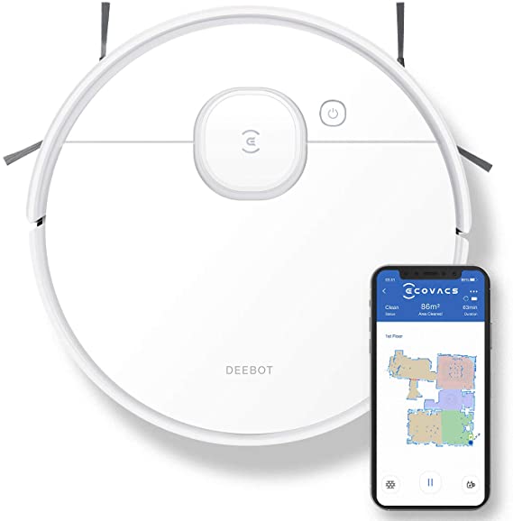 Ecovacs Deebot N7 Robot Vacuum and Mop Cleaner, Laser Navigation, Lidar-Assisted Object Avoidance, 2300Pa High Suction, Multi-Floor Map, Selective Room Cleaning, No-go Zones and No-mop Zones (White)