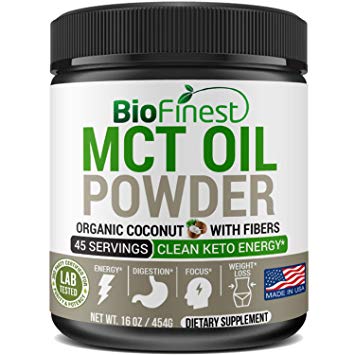 Biofinest MCT Oil Powder with Fiber - Supplement for Keto Diets - 0g Net Carbs Organic Non-GMO Gluten Free - Boost Digestion Appetite Control - Perfect Keto Coffee Creamer Smoothie (16oz)