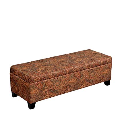 Handy Living Hinged Bench Storage Ottoman in Paisley