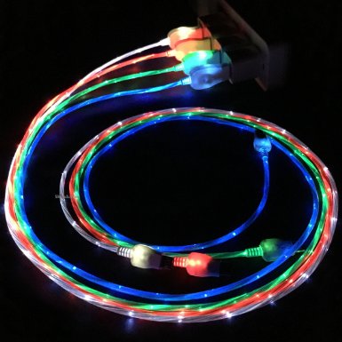 Flowing LED Glow in the Dark Light Up Visible Charging Cable Micro USB Samsung Galaxy S3 S4 S5 Note HTC Blue