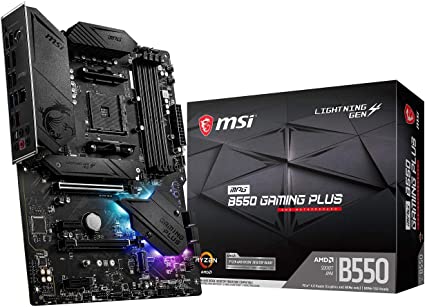 MSI MPG B550 Gaming Plus Gaming Motherboard (AMD AM4, DDR4, PCIe 4.0, SATA 6Gb/s, M.2, USB 3.2 Gen 2, HDMI/DP, ATX)