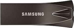 SAMSUNG BAR Plus USB 3.2 Flash Drive, 512GB USB Standard Type-A, Speeds Up to 400MB/s, Portable Storage Memory Stick, Durable Thumb Drive Compatible with USB 3.0/2.0, MUF-512BE4/AM, Titan Gray