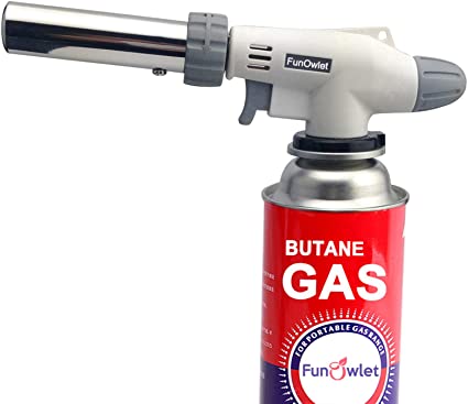 Butane Torch Kitchen Blow Lighter - Culinary Torches Chef Cooking Professional Adjustable Flame with Reverse Use for Creme, Brulee, BBQ, Baking, Jewelry by FunOwlet (Butane Fuel Not Included)