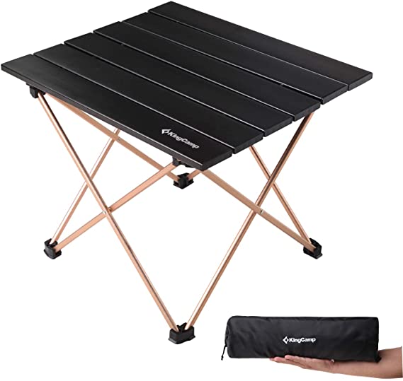 KingCamp Ultralight Compact Sturdy Aluminum Folding Table, for Camping, Beach, Picnic, Garden, Home, Easy to Carry and Install, Large and Small Size