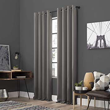 Sun Zero Soho 2-Pack Energy Efficient Blackout Grommet Curtain Panel Pair, 54" x 84", Gray