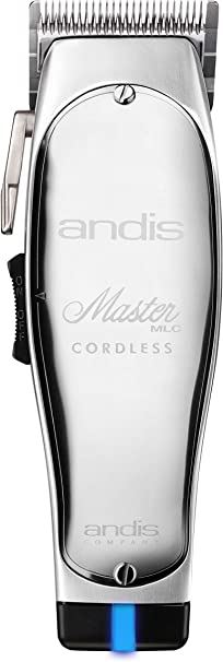 Andis 12470 Professional Master Corded/Cordless Hair & Beard Trimmer, Adjustable Carbon Steel Blade Hair Clipper for Close Cutting, Chrome, Silver - 5 Piece Set