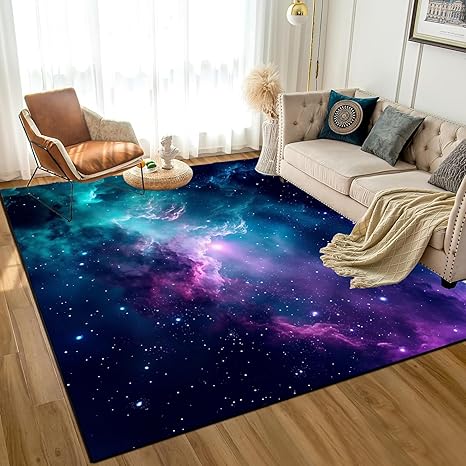 6' x 9' Galaxy Area Rug Bedroom Living Room for Girls Kids Boys Large Space Carpet Nebula Vortex Throw Rugs Cloud Floor Mat,180 X 275cm,Blue