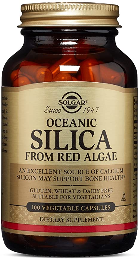 Solgar Oceanic Silica from Red Algae 25 mg, 100 Vegetable Capsules - Excellent Source of Calcium, Supports Bone Health - Non-GMO, Vegan, Gluten Free, Dairy Free, Kosher - 50 Servings