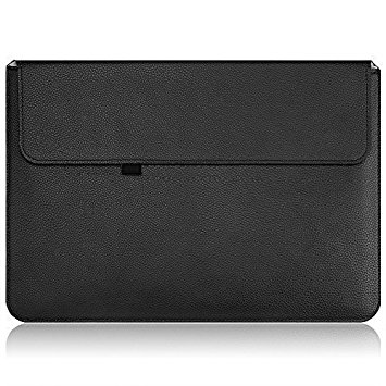 Macbook Pro Case Sleeve (13.3 inch, 2016 Released), OMOTON [Anti-Scratch] [Full Protective] [Water-Proof] Thinnest and Lightest PU Leather Wallet Sleeve for Macbook Pro 13.3 inch with Touch Bar, Black