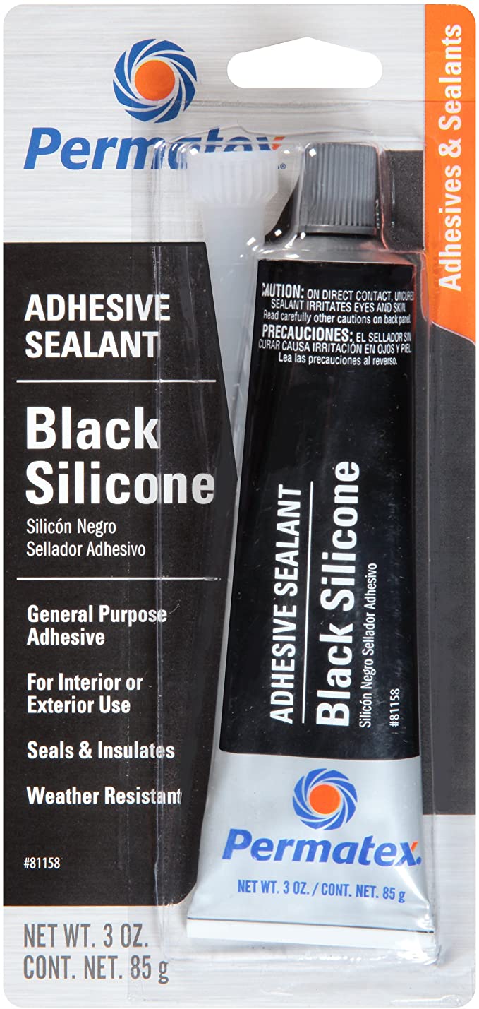 Permatex 81158 Black Silicone Adhesive Sealant, 3-Ounce Tube