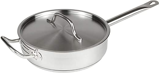 Update International 10" Induction Ready Stainless Steel Saute Pan w/Cover