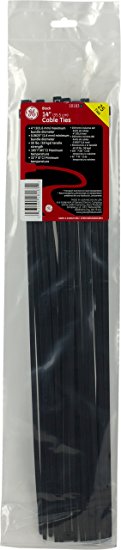 GE 18183 50-Pound Cable Ties, 14-Inch, Black, 25-Pack