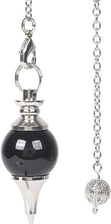 Natural Black Obsidian Gemstone Dowsing 40mm Crystal Healing Chakra Reiki Point Pendulum