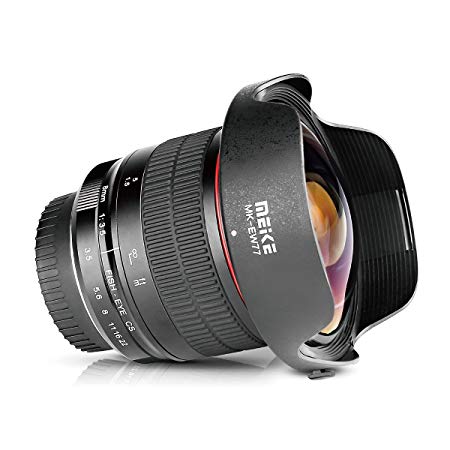 MEKE Meike 8mm f/3.5 Ultra Wide Angle Manual Focus Rectangle Fisheye Lens for APS-C DSLR Nikon D500 D3200 D3300 D3400 D5200 D5300 D5500 D5600 D7100 D7200 D7500 DSLR Cameras