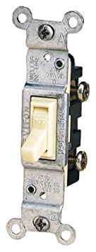 Leviton 1451-ICP 15-Amp, 120-Volt, Toggle Framed Single-Pole AC Quiet Switch, Residential Grade, Non-Grounding, Ivory