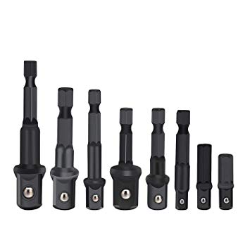 Gizhome 8 Pieces Drill Socket Adapter for Impact Driver with Hex Shank to Square Socket Drill Bits Bar Extension Set
