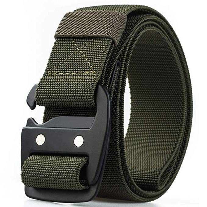 WYuZe Mens Tactical Belt Military Elastic Stretch Duty Riggers Belt Metal Buckle