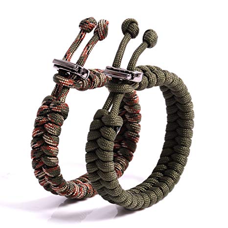 The Friendly Swede Fish Tail Paracord Survival Bracelets with Metal Clasp, Adjustable Size Fits 7”-8.5” (18-22 cm) Wrists (2 Pack)