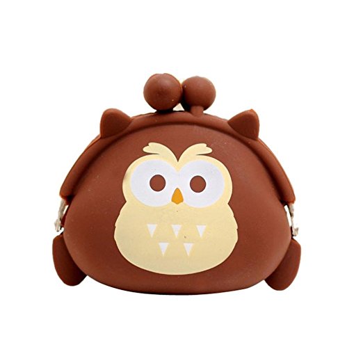 Kingfansion Women Owl Silicone Jelly Wallet Change Bag Key Pouch Coin Purse