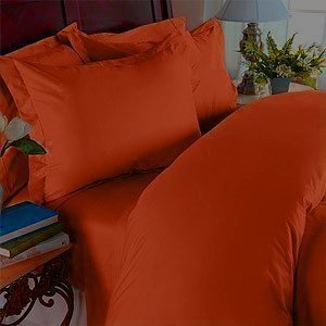 Elegant Comfort 1500 Thread Count Wrinkle Resistant Egyptian Quality Ultra Soft Luxurious 4-Piece Bed Sheet Set, California King, Rust/Orange